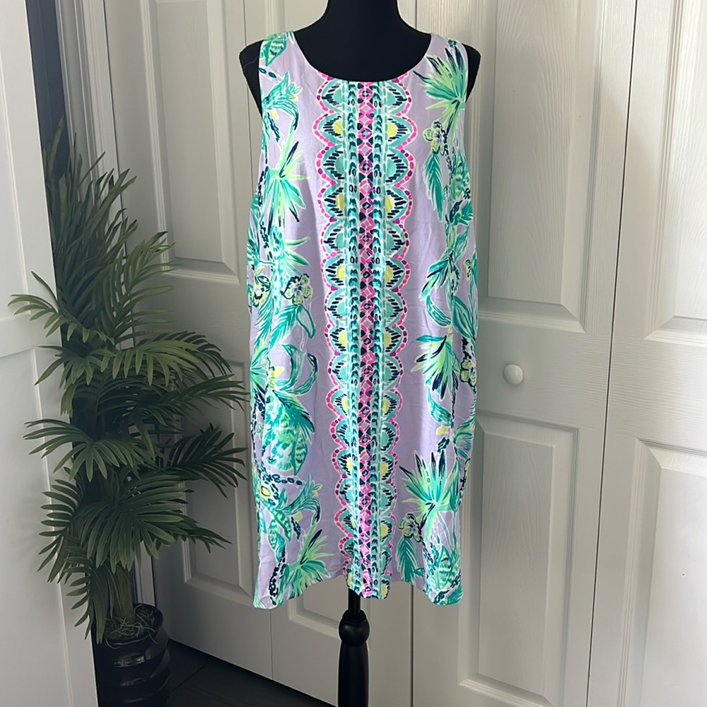Lilly Pulitzer NWT Jackie shift Light Lilac It’s Impawsible Engineered Woven XL